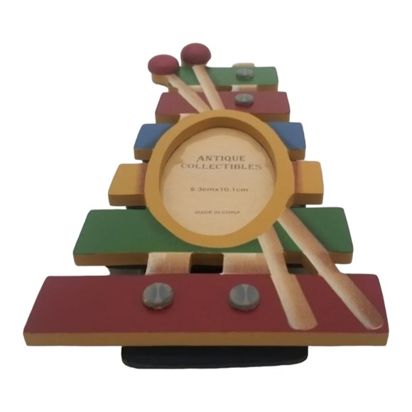 Xylophone Wooden 9in Picture Free Standing Frame Holds 2.1 Photo - Picture 3 of 8